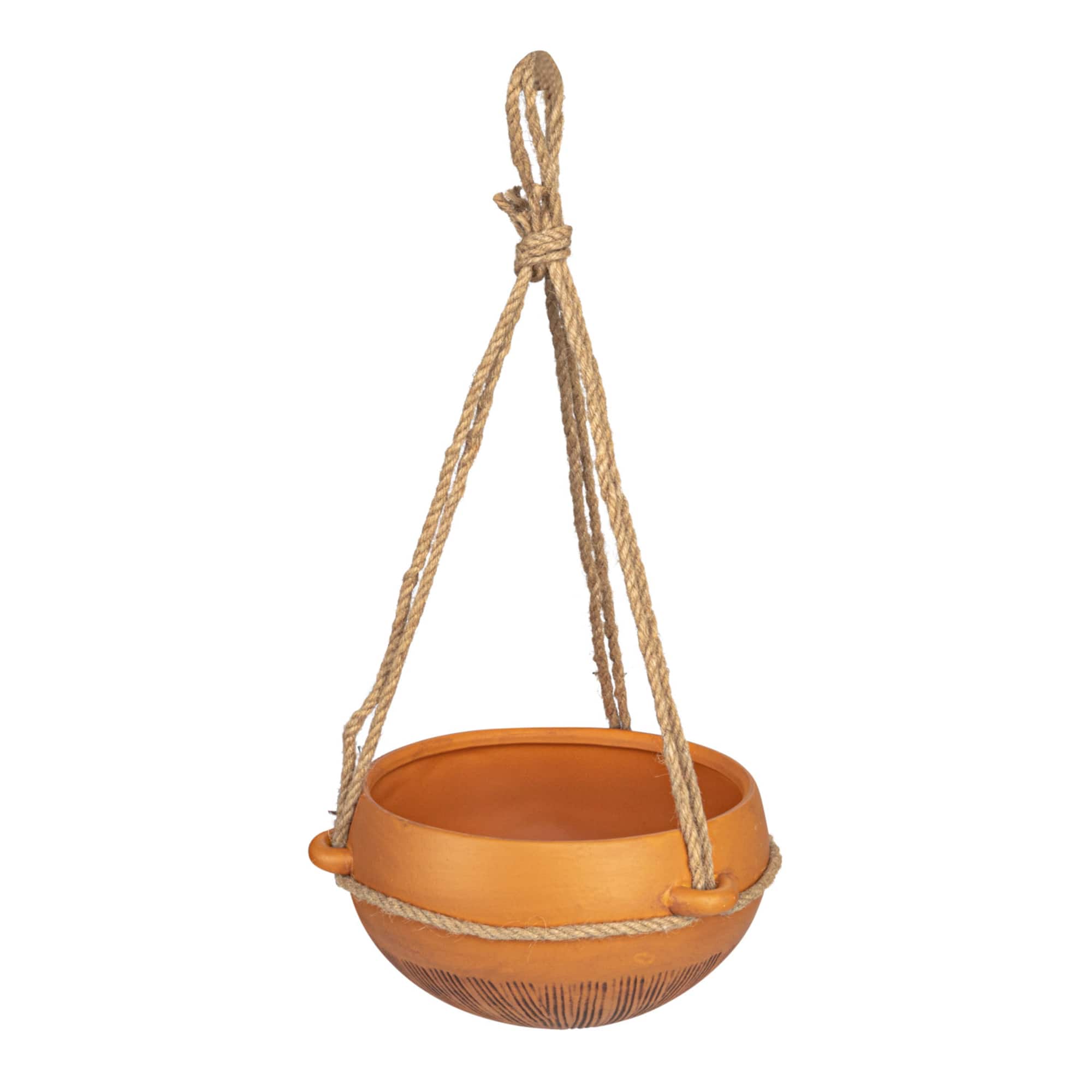 Hello Honey® 9.5" Terra Cotta Hanging Stoneware Planter with Cotton Hanger